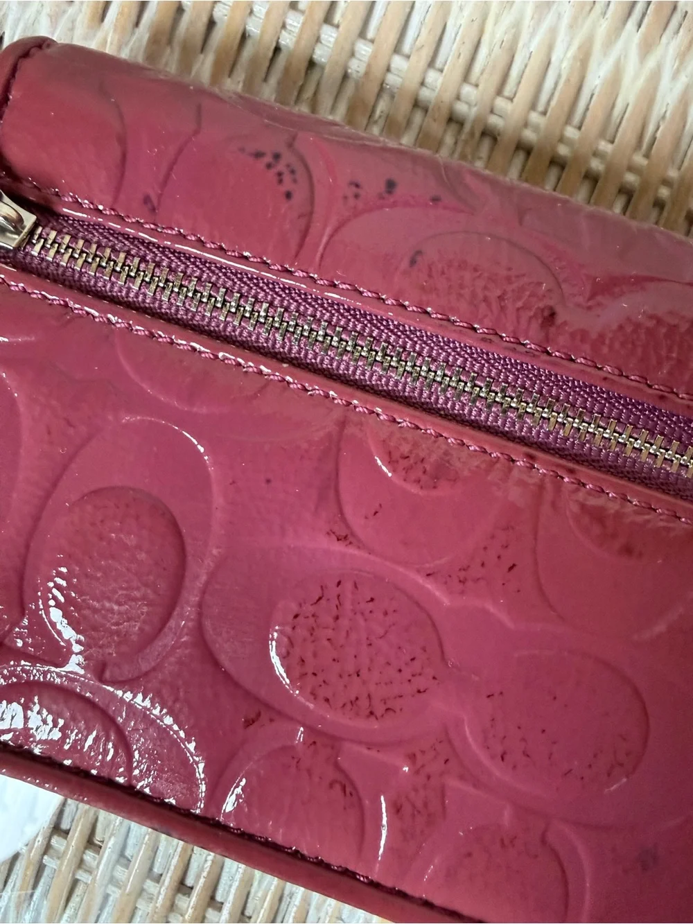 Coach Mauve Pink Patent Leather Signature Bifold Envelope Wallet